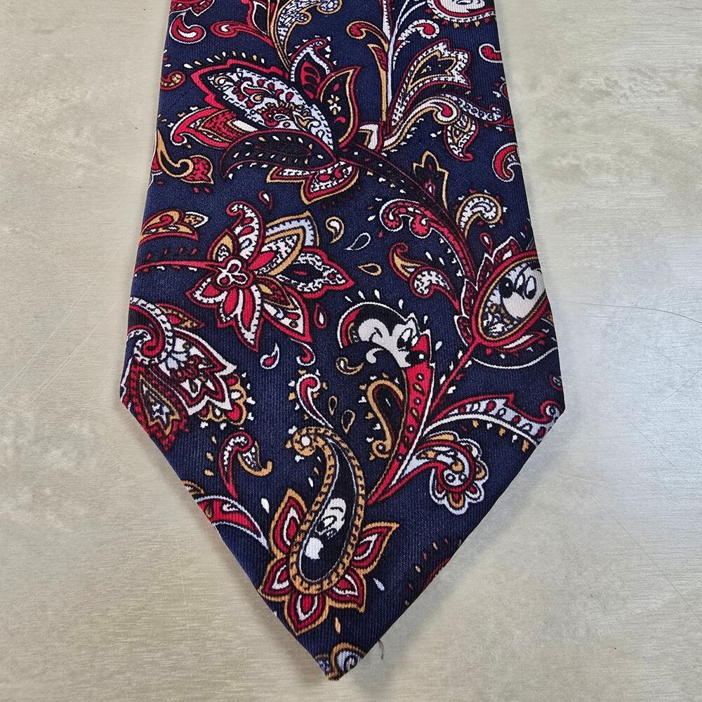 Disney Tie Mickey Mouse Balancine Paisley Blue Vintage Designer Silk Necktie - Picture 4 of 12